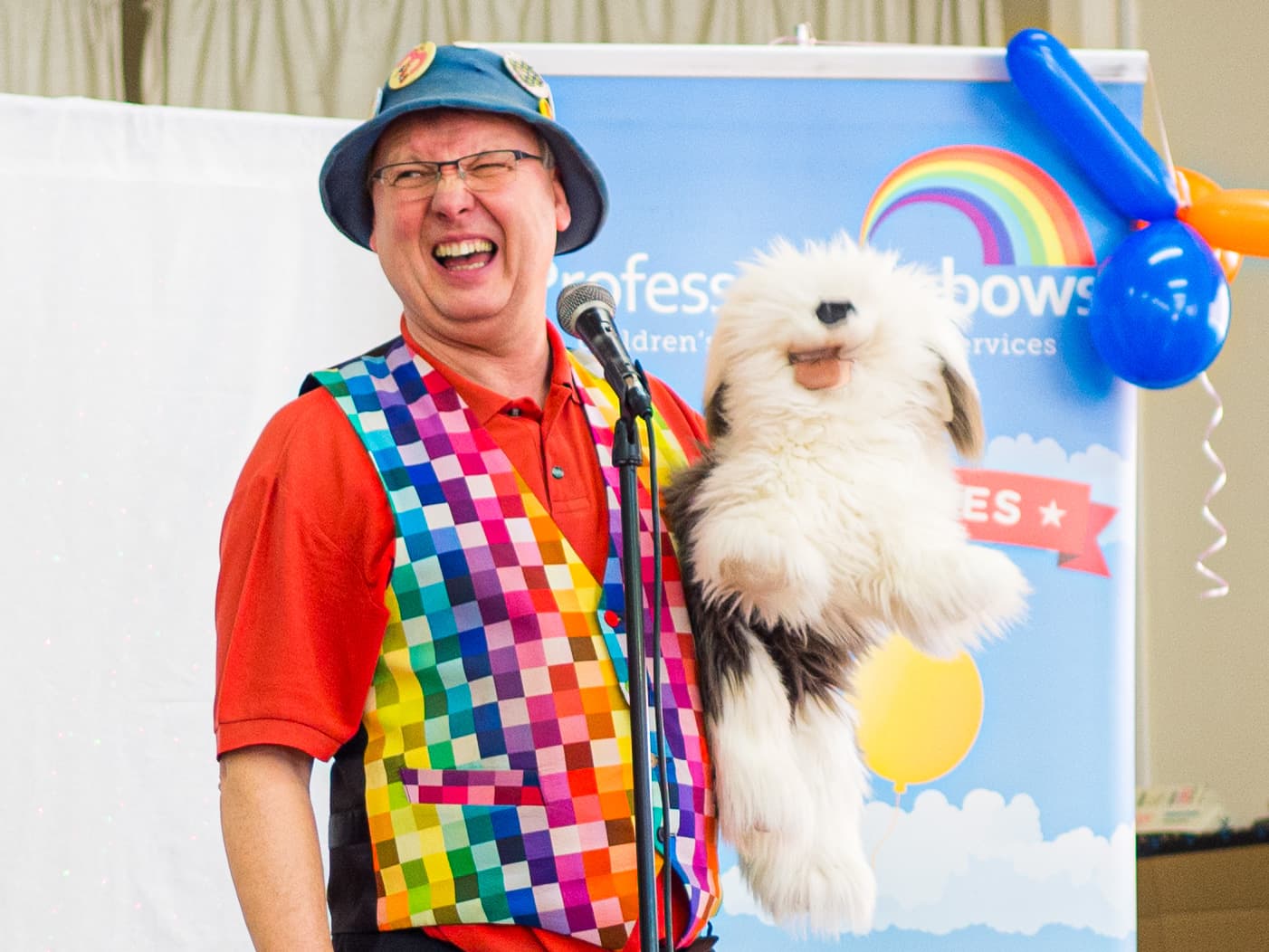 A magician with puppet dog