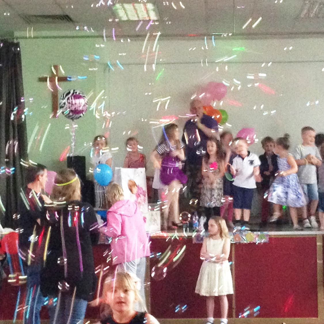 Children’s party with a bubble machine